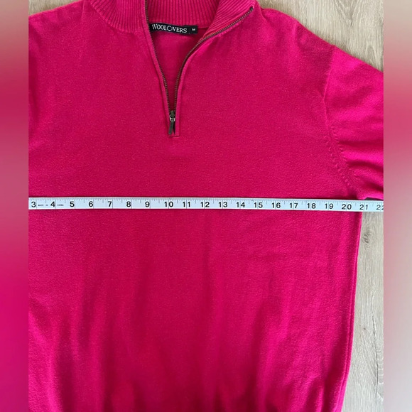 Vintage WoolOvers Pink 1/4 zip Sweater Cotton Cashmere Size Medium - Picture 3 of 6